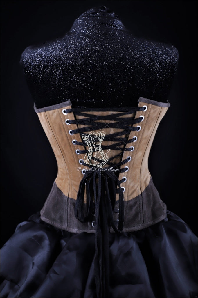 Brown Leather Overbust Corset Dress 