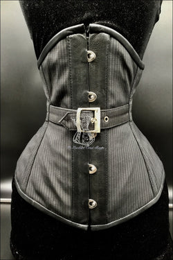 Pin Stripes Silk & Leather Underbust Corset