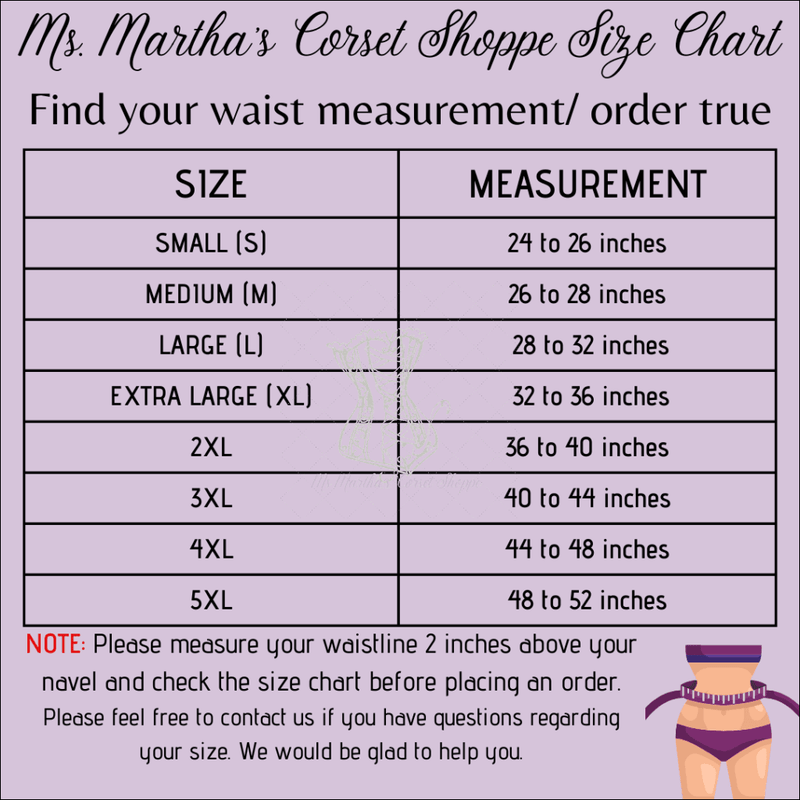 Size Chart of Ms. Martha Corset Shoppe