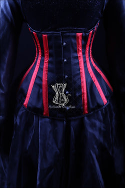 Striped Underbust Corset Red And Black Silk