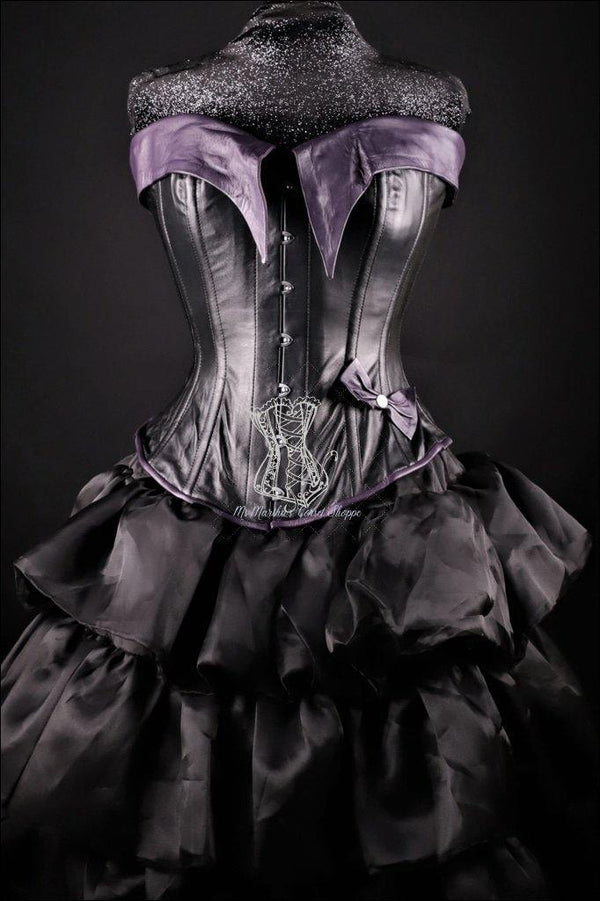 Black Leather Corset PIN-UP with Purple Trim