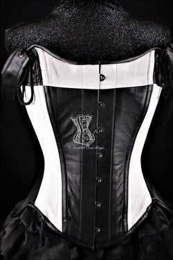 Leather Overbust Corset The TULIP Black White