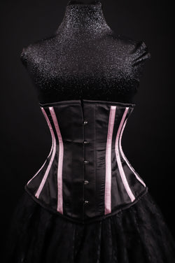 Silk Underbust Cincher Black and Pink Striped