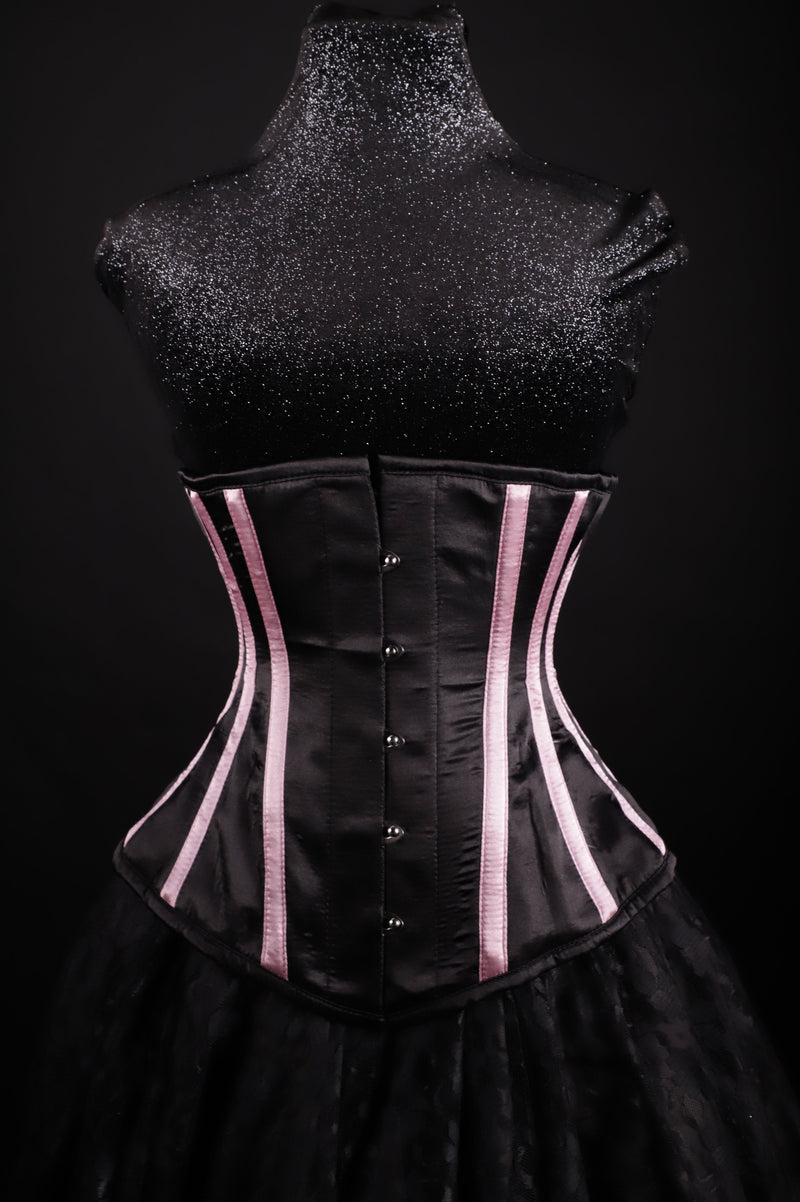Silk Underbust Cincher Black and Pink Striped